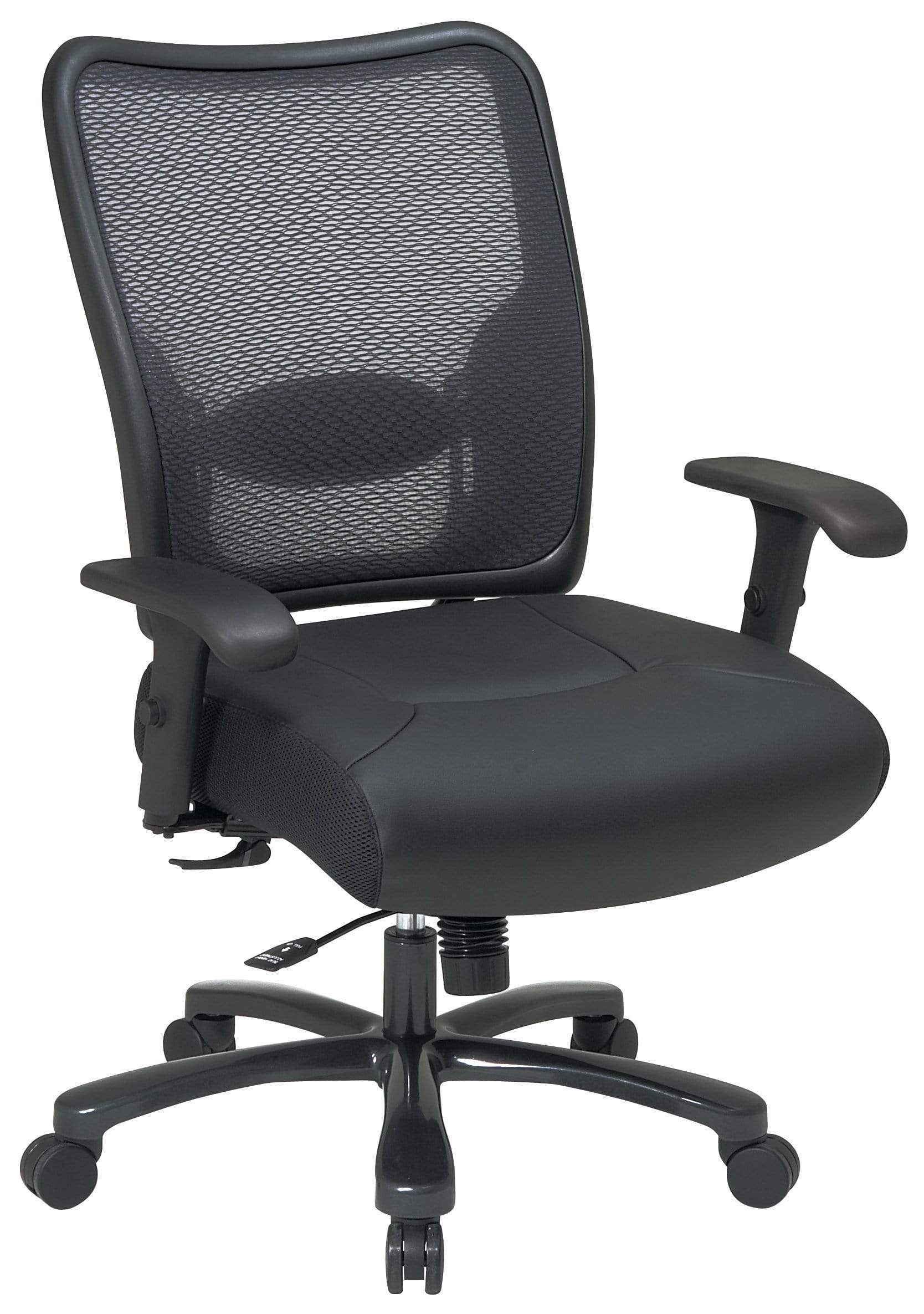 Ergonomic Big and Tall Office Chair with Mesh Back & Leather Seat - Heavy Duty Executive Chair for Large Men [75 47A773] - Perfect for Home Office, Gaming & Workspaces