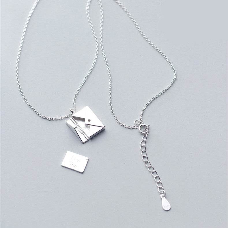 Personalized Sterling Silver Envelope Necklace for Women - Engraved Name Initial Pendant Jewelry Gift for Mom, Wife, Girlfriend - Perfect for Anniversaries, Birthdays & Valentine's Day