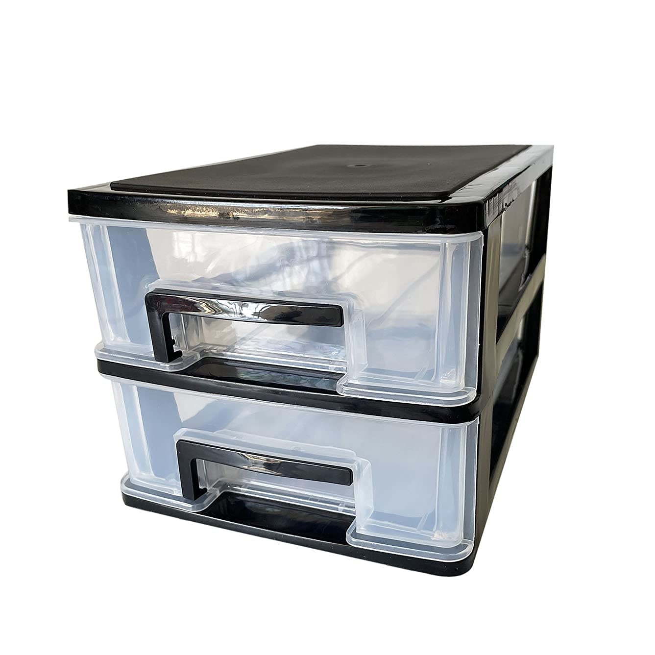 2-Drawer Plastic Desktop Organizer - Storage Cabinet for Office, Study, Living Room & Bedroom - Perfect for Organizing Pens, Files & Small Items