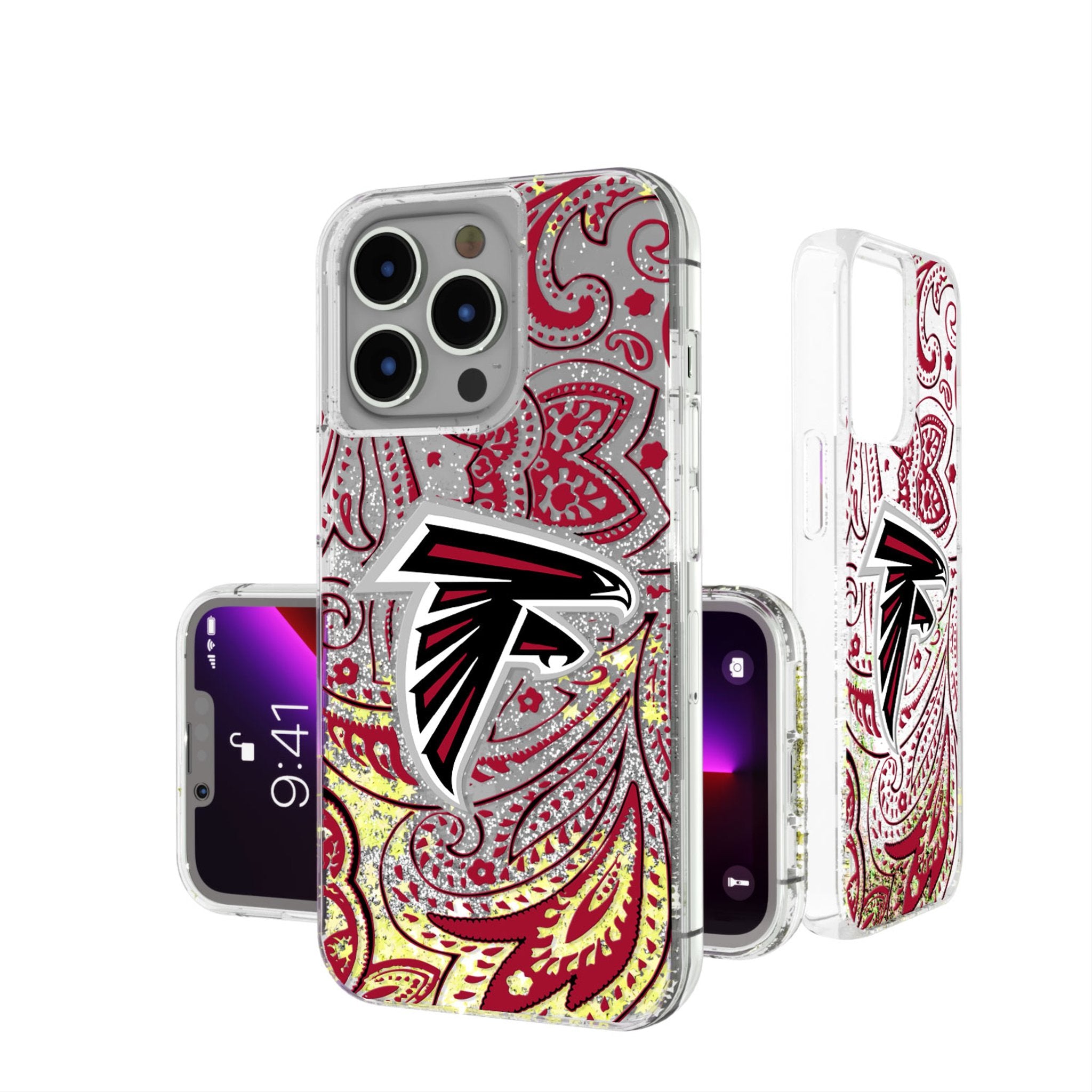 Atlanta Falcons Paisley Glitter Phone Case - Shockproof Protective Cover for iPhone & Samsung - Perfect for Football Games & Falcons Fans