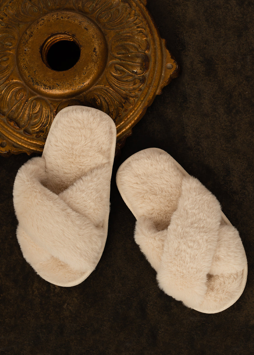 Prisca Women's Comfortable Soft Ecru Slippers - Cozy House Shoes for Relaxing at Home, Lounging & Indoor Wear
