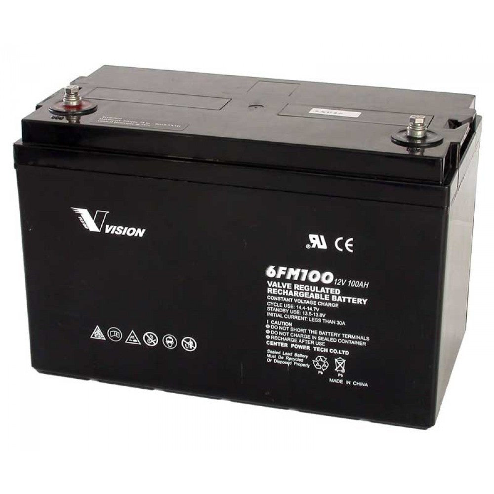 Vision AGM Deep Cycle Battery 12V 100Ah - Perfect for RVs, Boats, Solar Power Systems & Off-Grid Applications