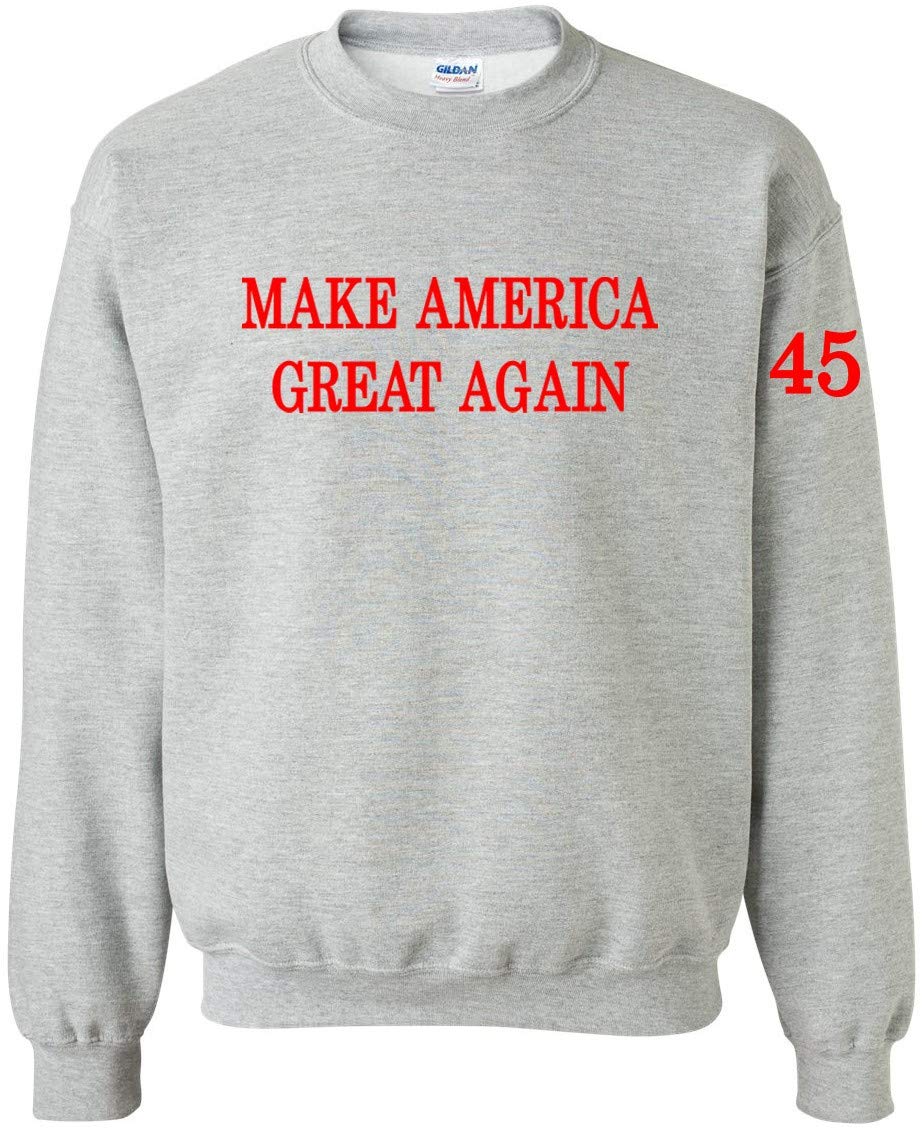 Peerless Make America Great Again Crewneck Sweatshirt - Grey Cotton Pullover for Men & Women | Patriotic Casual Wear for Political Events, Rallies & Everyday Comfort