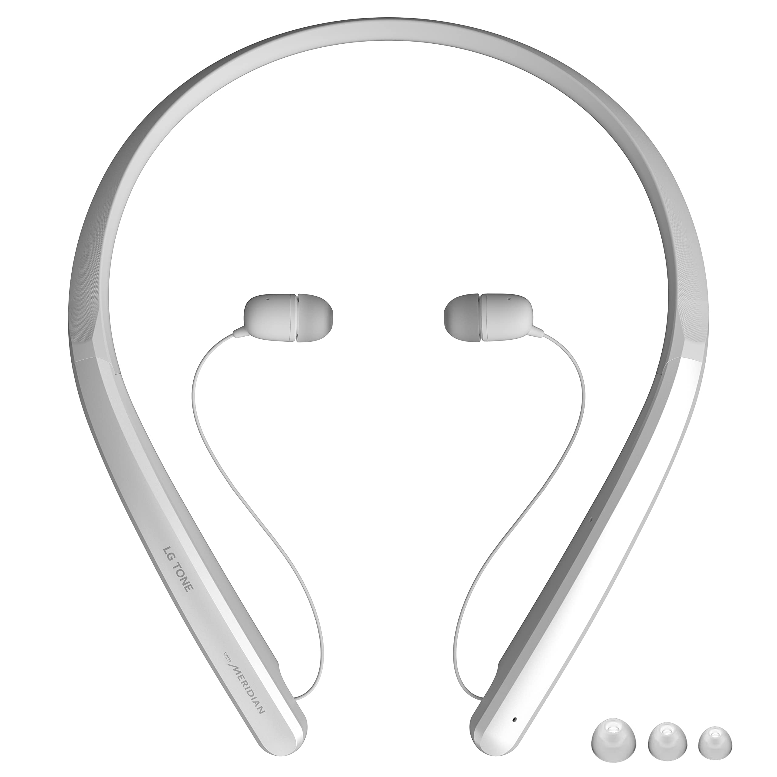 LG Tone Flex Wireless Bluetooth Stereo Neckband Earbuds - Hi-Fi DAC, Meridian Audio, 32-Bit Sound - White | Perfect for Workouts, Commuting & Hands-Free Calls