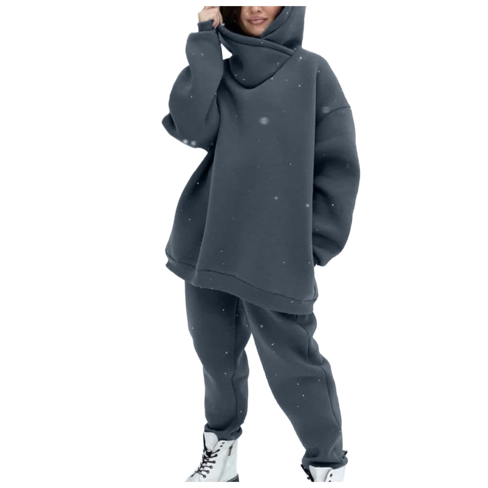 Women's 2-Piece Hoodie and Jogger Sweatsuit Set - Long Sleeve Pullover & Sweatpants Outfit for Casual Wear, Lounge & Workout | Plus Size Options Available