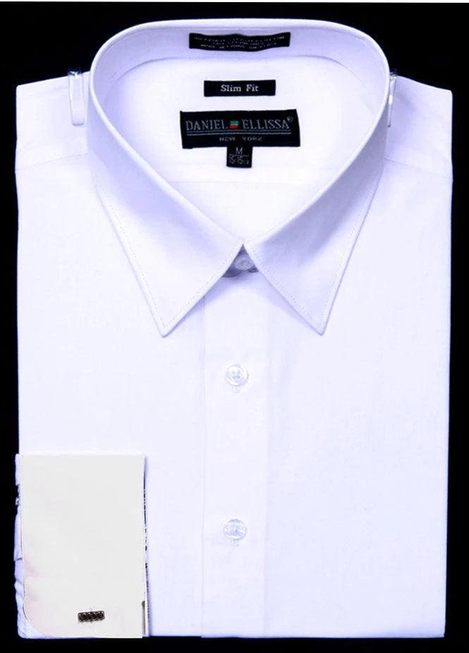 Premium Slim Fit French Cuff Dress Shirt for Men - Classic White Formal Business Shirt - Perfect for Weddings, Office & Special Occasions