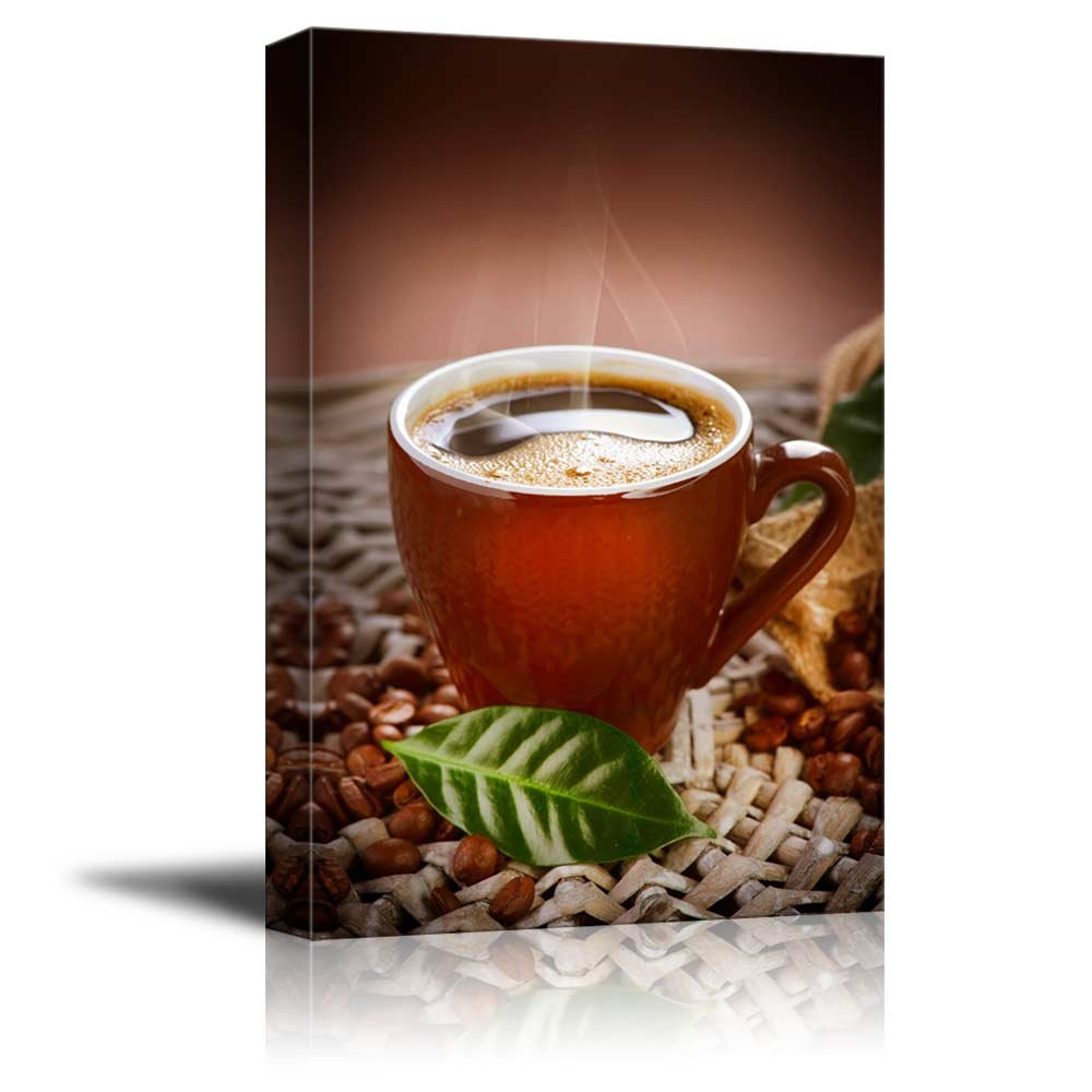 Modern Coffee Cup Canvas Print - Stretched Gallery Wrap Wall Art with Coffee Beans | 32