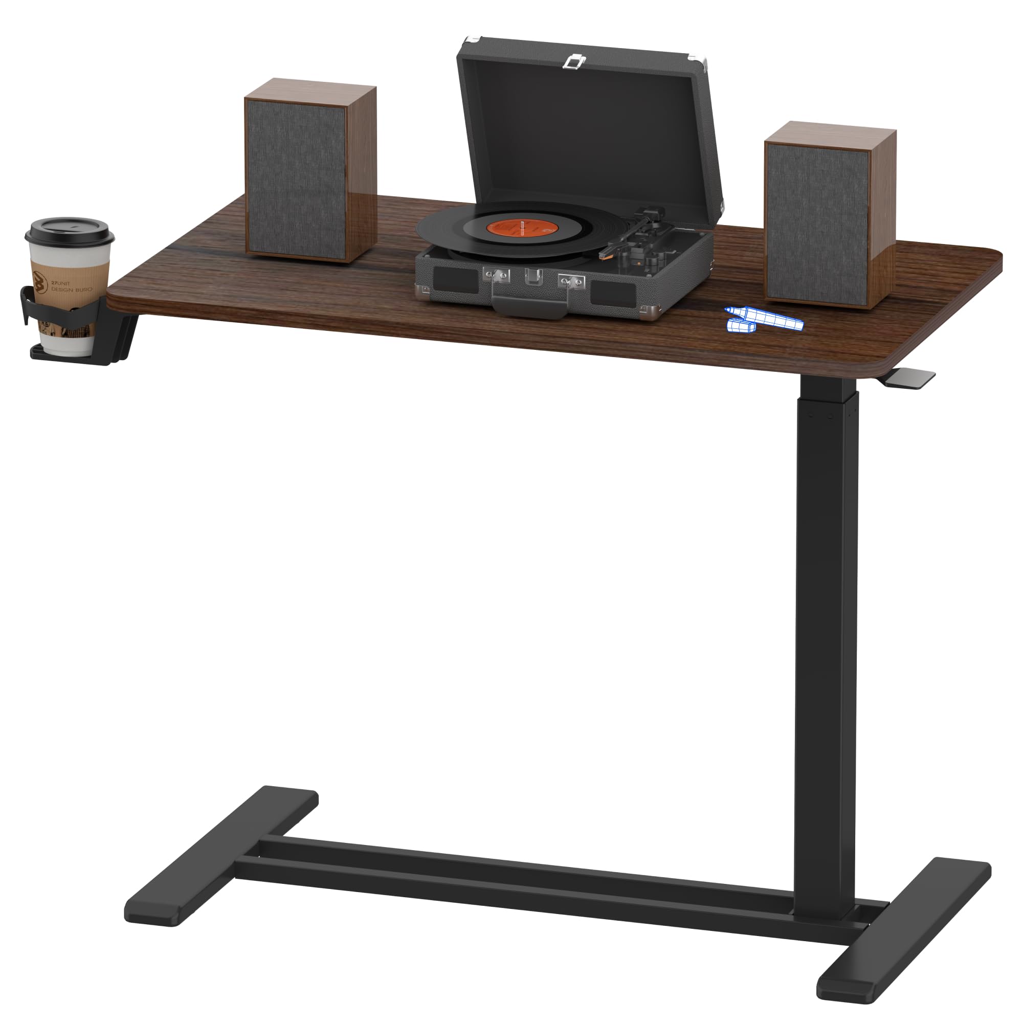 Flexispot Adjustable Overbed Table with Wheels - Pneumatic Height Adjustable Mobile Standing Desk for Laptop, Computer, Hospital & Home Use - Rolling Cart (31.5