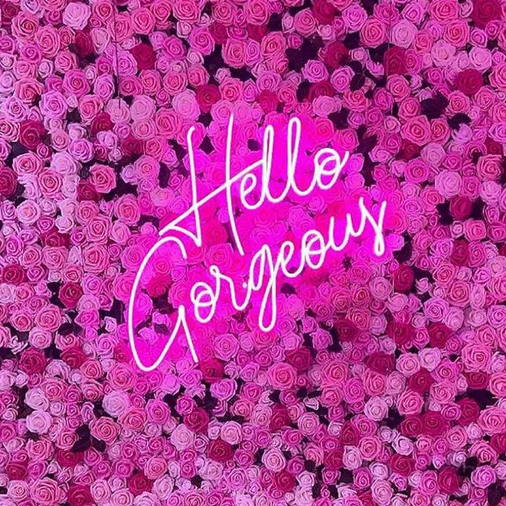 Custom Hello Gorgeous LED Neon Sign - 3D Personalized Acrylic Letter Board with Backlight (40cm) - Perfect for Wall Decor, Pink Room Aesthetics & Bar Signage