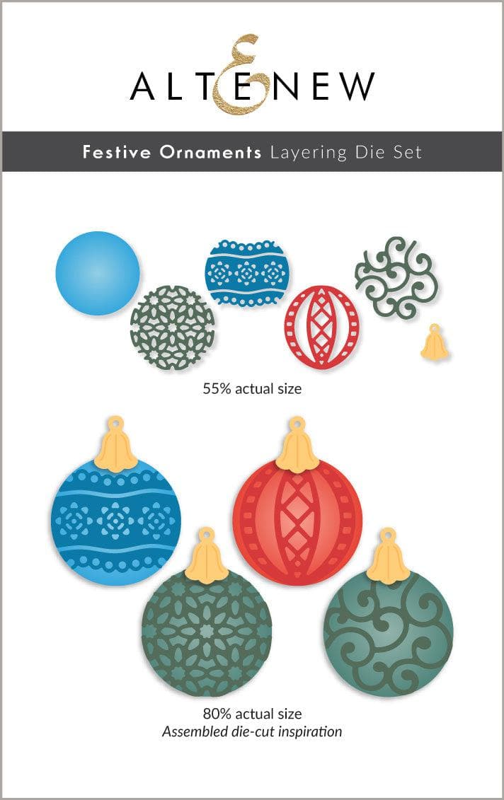 Festive Ornaments Layering Die Set for Christmas Card Making & Scrapbooking - Holiday DIY Paper Craft Supplies