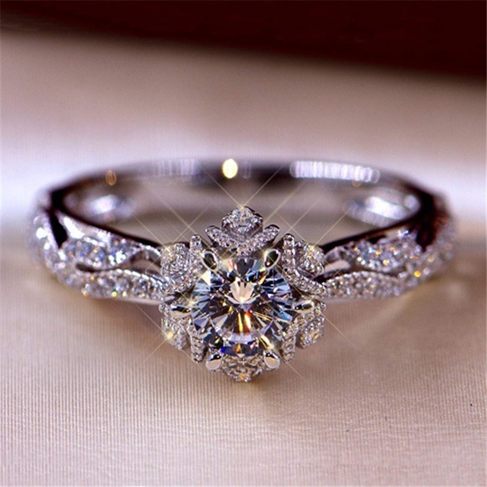 Exquisite Diamond Engagement Ring for Women - Luxurious Hollow-Out Design, Elegant Jewelry Gift for Her - Perfect for Anniversaries, Proposals & Special Occasions