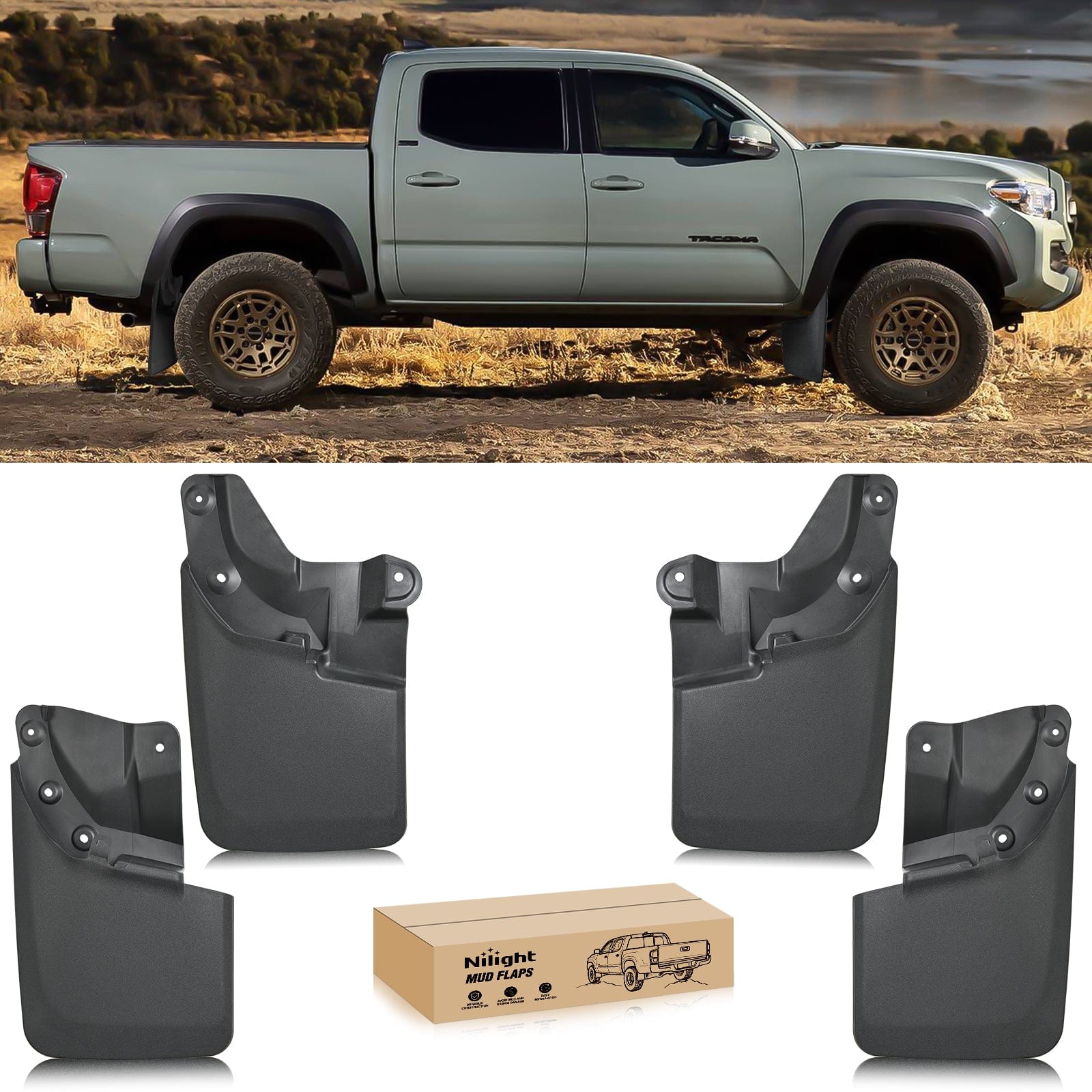 Toyota Tacoma Mud Flaps (2016-2023) - Front & Rear Splash Guards for Off-Road Protection & Style | Perfect for Trucks, SUVs & All-Terrain Vehicles