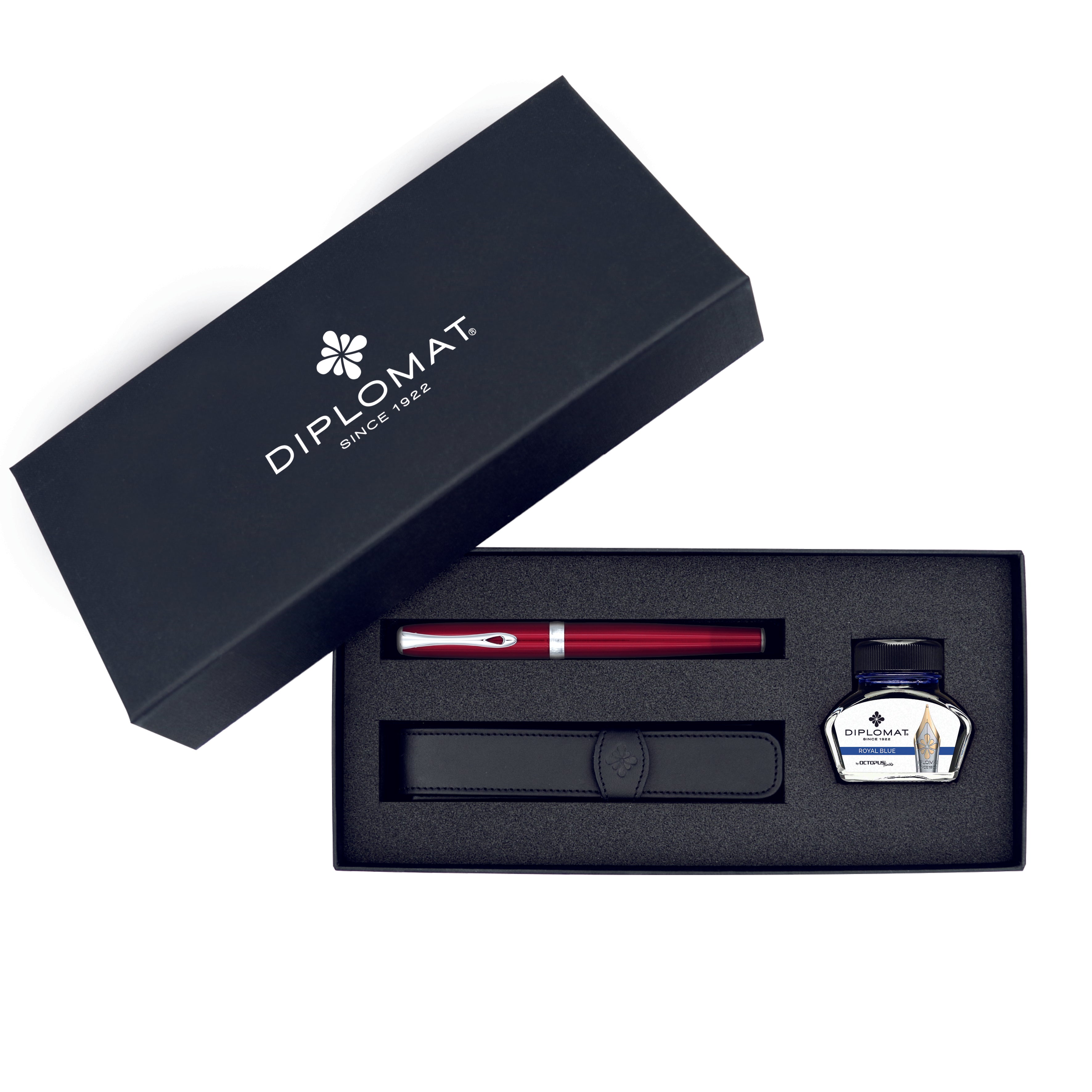 Diplomat Excellence Magma Red Fountain Pen Gift Set - Premium Writing Instrument for Professionals, Students & Collectors - Perfect for Office, Graduation & Corporate Gifts