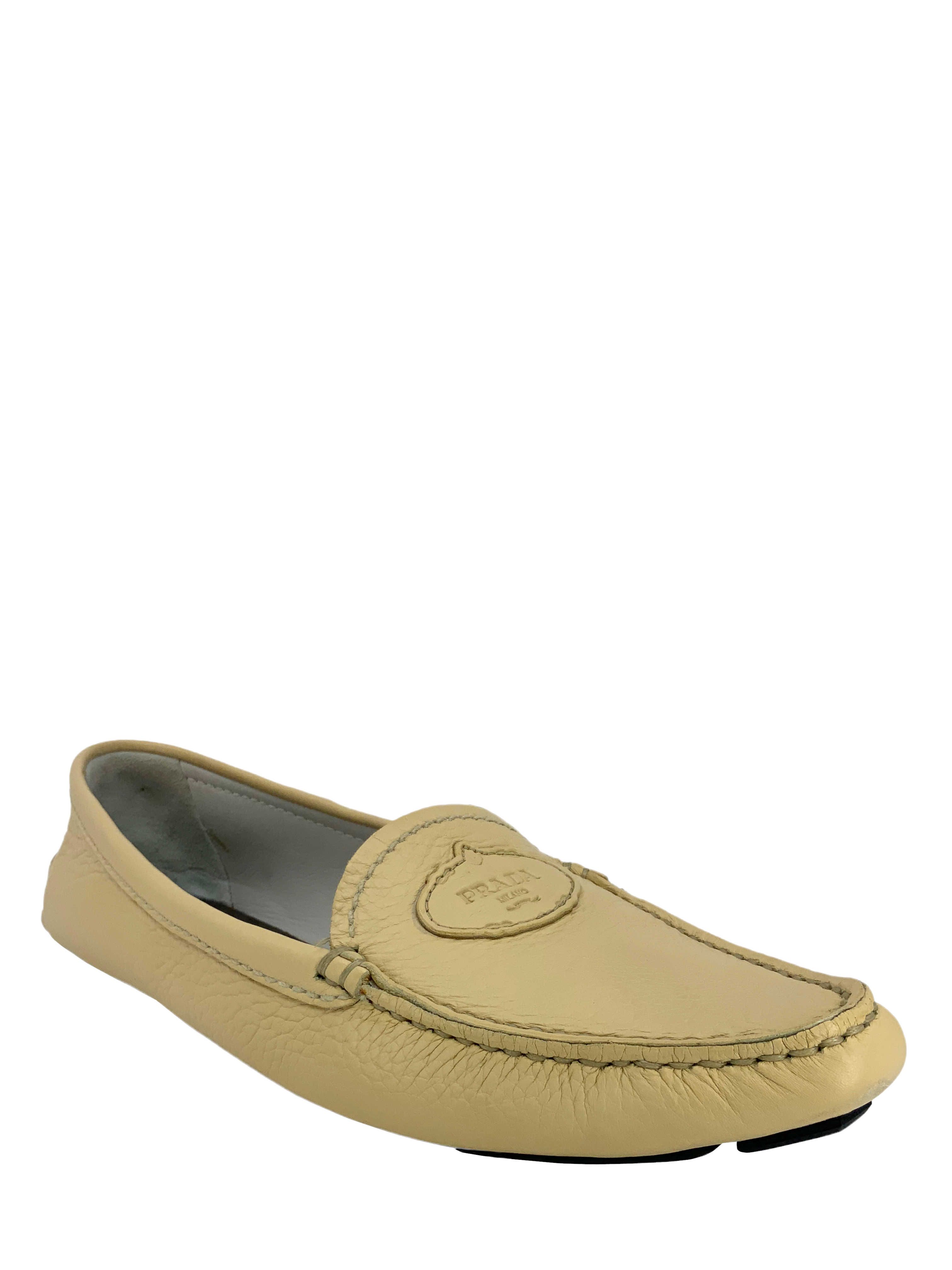 Prada Leather Logo Driving Loafers for Men - Size 8 US | Luxury Italian Designer Slip-On Shoes for Casual & Business Wear | Perfect for Office, Travel & Special Occasions