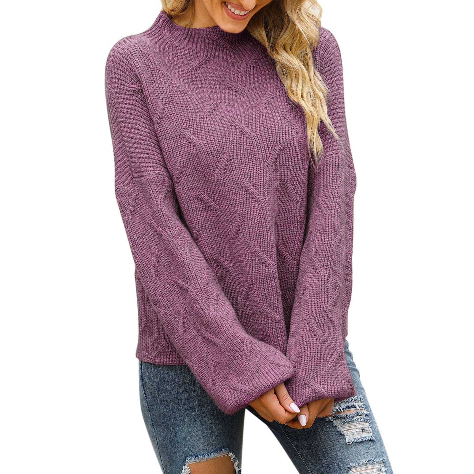 Women's Casual Long Sleeve Pullover Sweatshirt - Soft Knit Sweater Jumper for Warmth & Comfort | Perfect for Fall, Winter & Cozy Loungewear