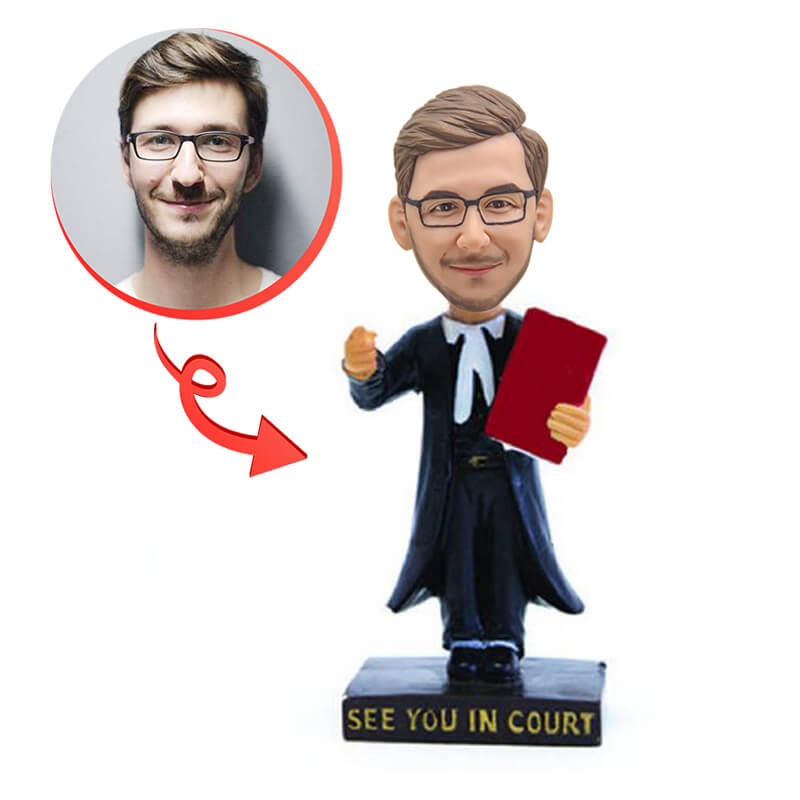 Custom Male Lawyer Bobblehead - Personalized Attorney Nodding Figure - Perfect for Office Desk, Gifts & Legal Profession Decor