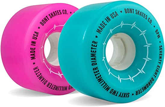 Bont BPM Outdoor Wheels 62mm 78a 4pk - High Performance Skate Wheels for Outdoor Skating, Longboard & Cruiser Boards - Perfect for Street, Park & Rough Terrain