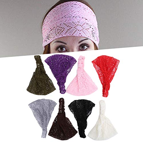 Elastic Lace Headbands for Women & Girls - Adjustable Stretchy Hair Bands (8-Piece Set) - Perfect for Workouts, Yoga, and Everyday Styling