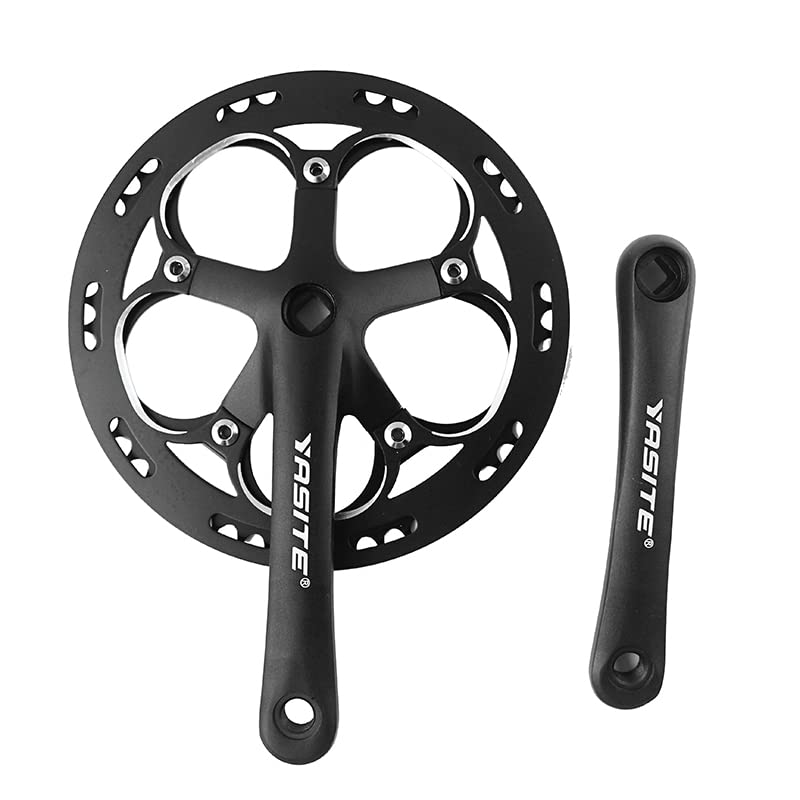 52T Bike Crankset for Single Speed Folding Bikes - 170mm CNC Alloy Crank Arm with 130 BCD Sprocket & Protective Cover - Perfect for Urban Commuting and Leisure Cycling