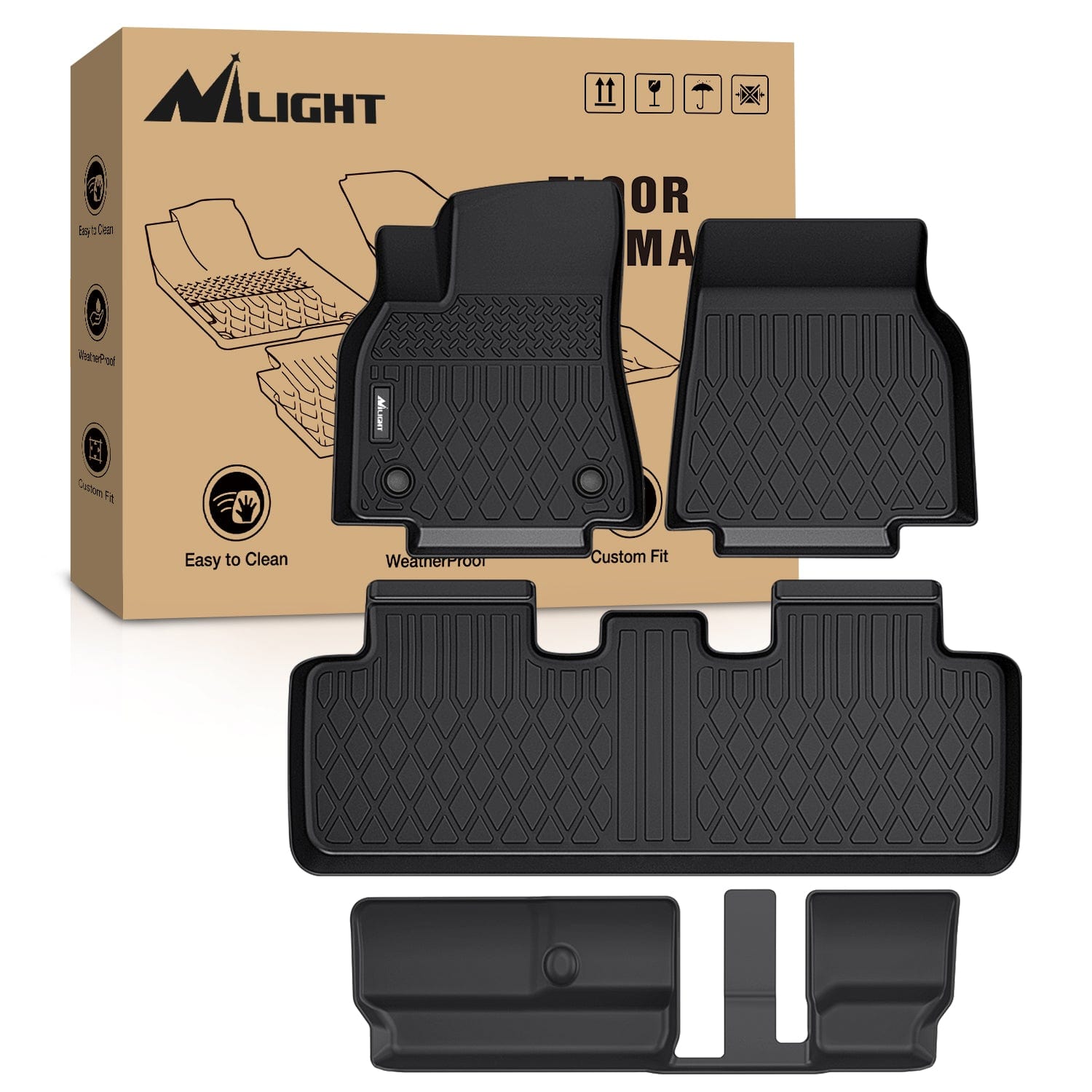 Premium TPE Floor Mats for Tesla Model Y (2020-2025) - 7-Seater All-Weather Car Mats - Perfect for Family Road Trips & Daily Commuting