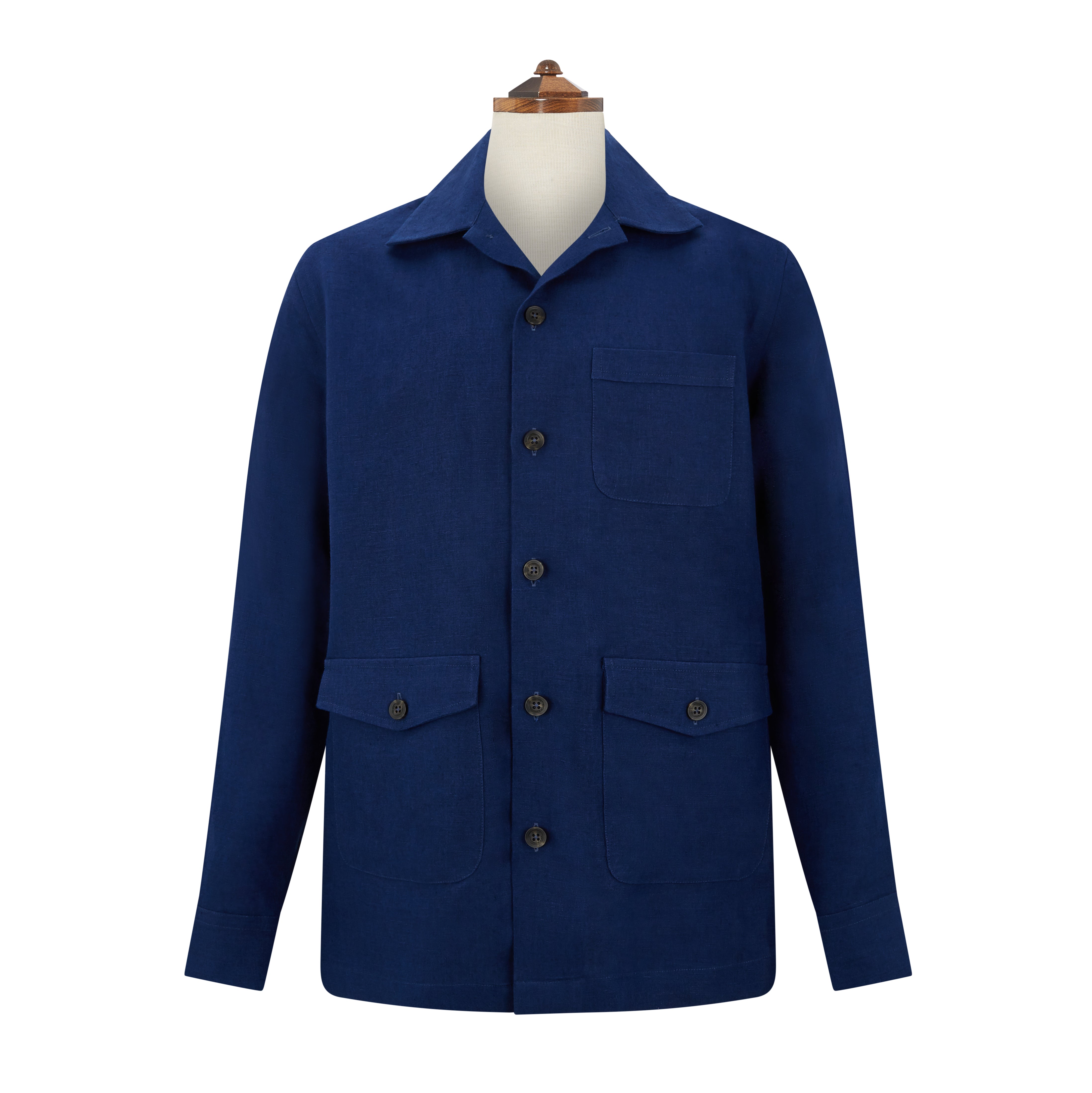 Lynton French Blue Linen Overshirt for Men | Lightweight Casual Button-Up Shirt | Perfect for Spring & Summer Outfits, Beach Cover-Up, and Layering