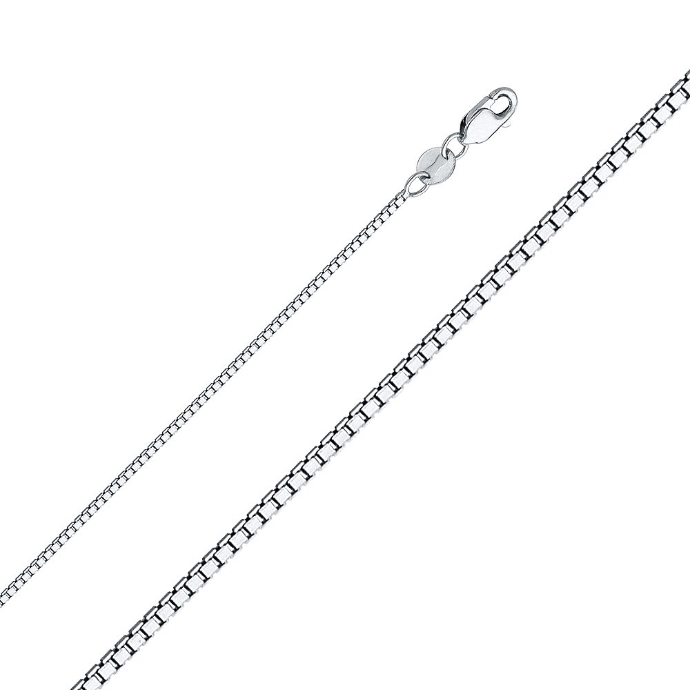 Sonia 14K White Gold Box Chain Necklace with Lobster Clasp - Elegant Dainty Jewelry for Women, Perfect for Everyday Wear, Gifts & Special Occasions