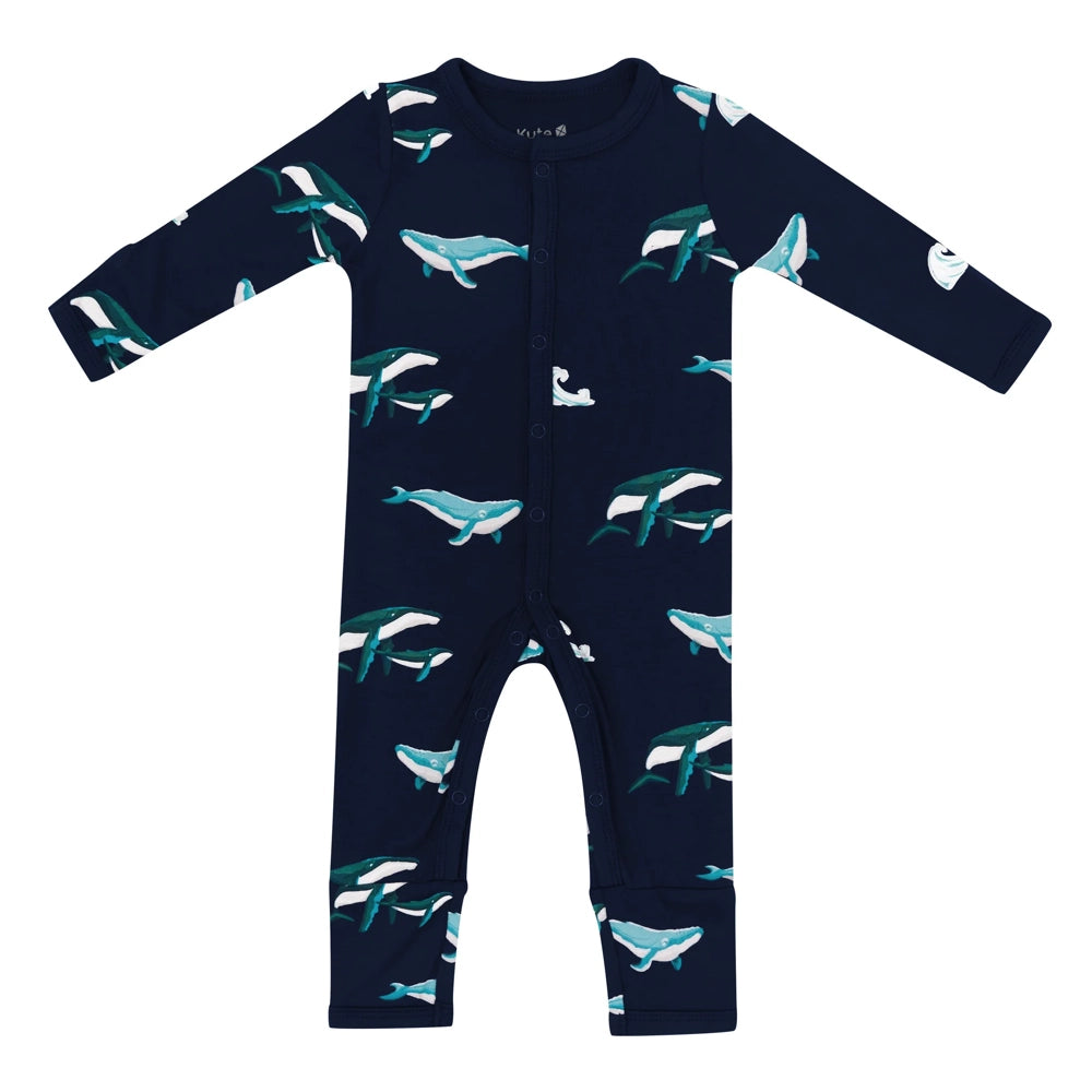 Kyte Baby Snap Romper - Soft Organic Cotton One-Piece Outfit for Newborns & Infants | Humpback Whale Design | Perfect for Playtime, Sleepwear & Photo Shoots
