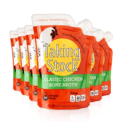 Organic Chicken Bone Broth Powder - Gluten Free, BPA Free, High Protein & Low Calorie | 16 Oz (6 Pack) | Perfect for Keto, Paleo Diets & Immune Support