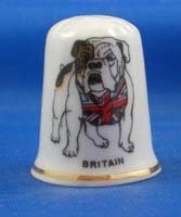 British Bulldog Porcelain China Collectible Thimble with Gift Box - Perfect for Tea Time, Antique Collecting & Home Decor