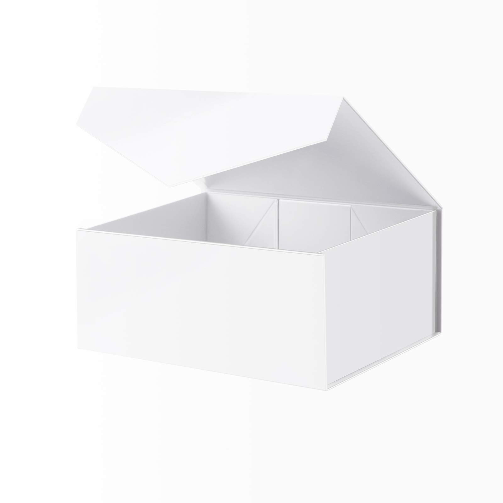 BLK&WH 9x6.5x3.8 Inches White Gift Box - Magnetic Closure Bridesmaid Proposal Box, Collapsible Packaging Box for Jewelry, Cosmetics & Party Favors (Glossy White) - Perfect for Weddings, Baby Showers & Special Occasions
