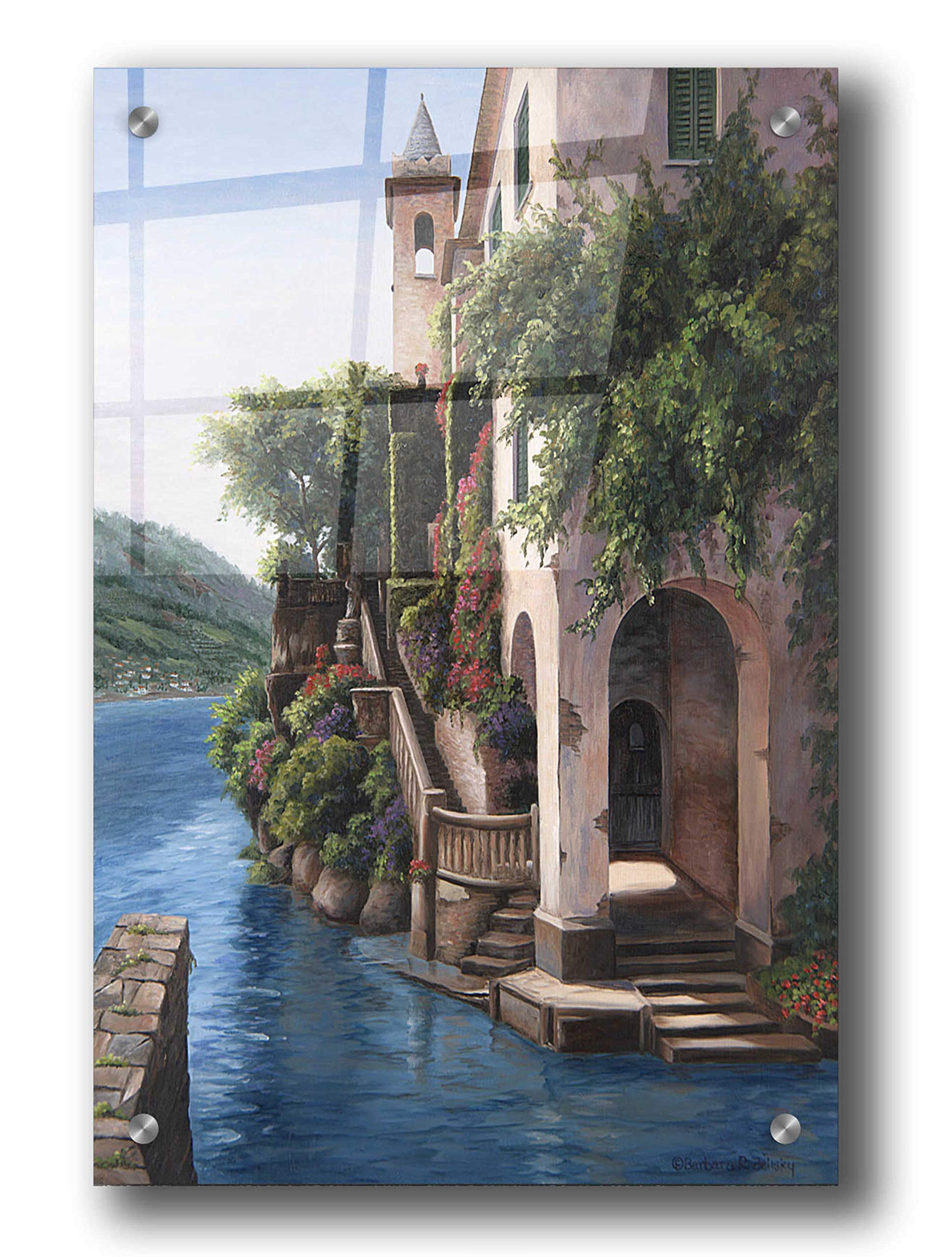 Barbara Felisky 'Manor on The Water' Acrylic Glass Wall Art - 24x36 Inch Modern Home Decor for Living Room, Bedroom & Office
