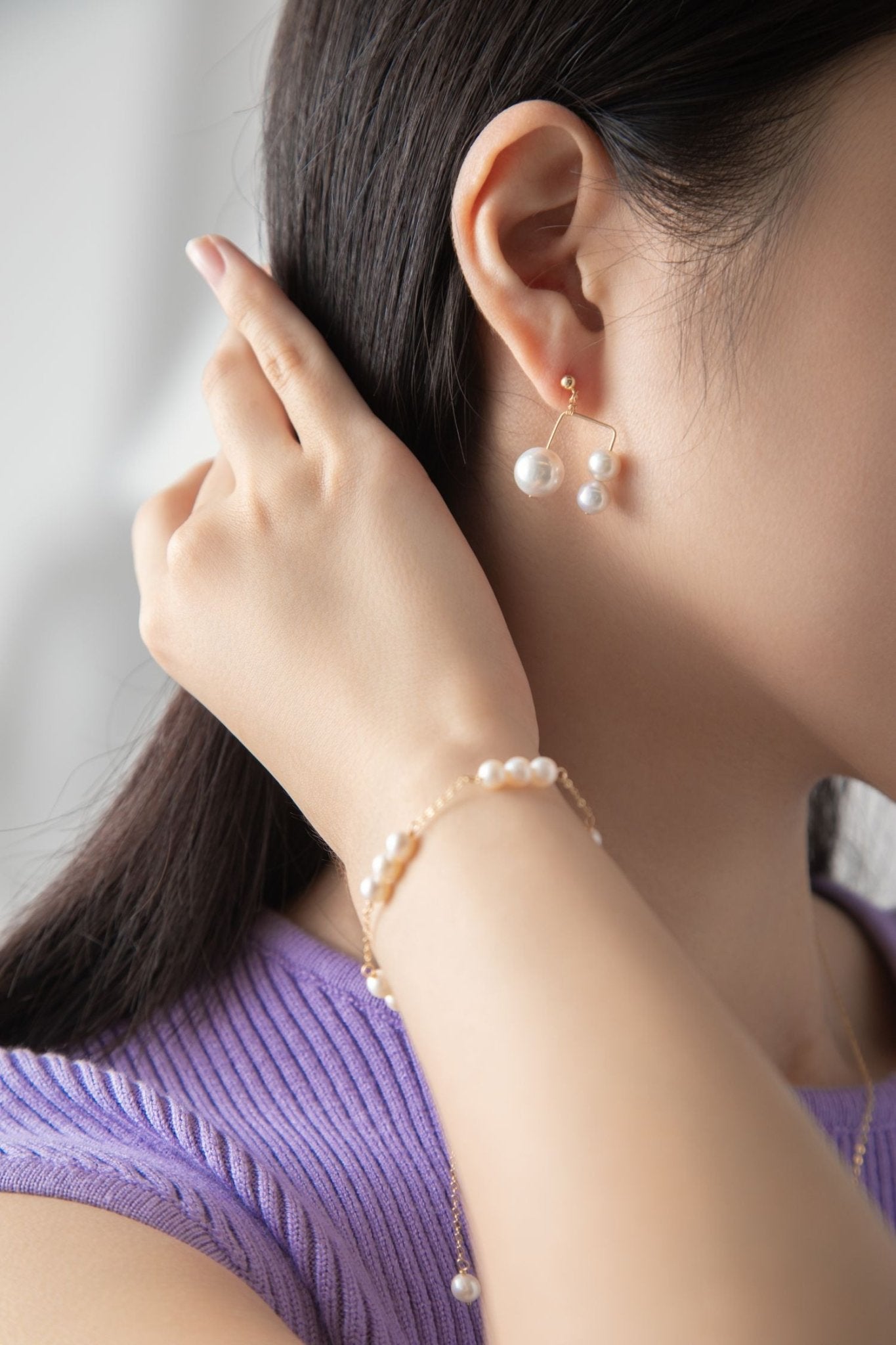 Embellished Triple Bead Inverted U Earrings for Women - Elegant Dangle Drop Earrings for Party, Wedding & Evening Wear - Fashion Jewelry Gift Idea
