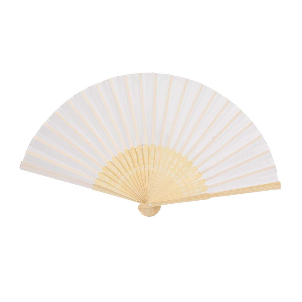 Elegant Folding Hand Fan - White Silk Fan with Beige Paper Box - Perfect for Dance Props, Wedding Accessories & Home Décor - Traditional Chinese Style Cooling Fan for Performances & Gifts