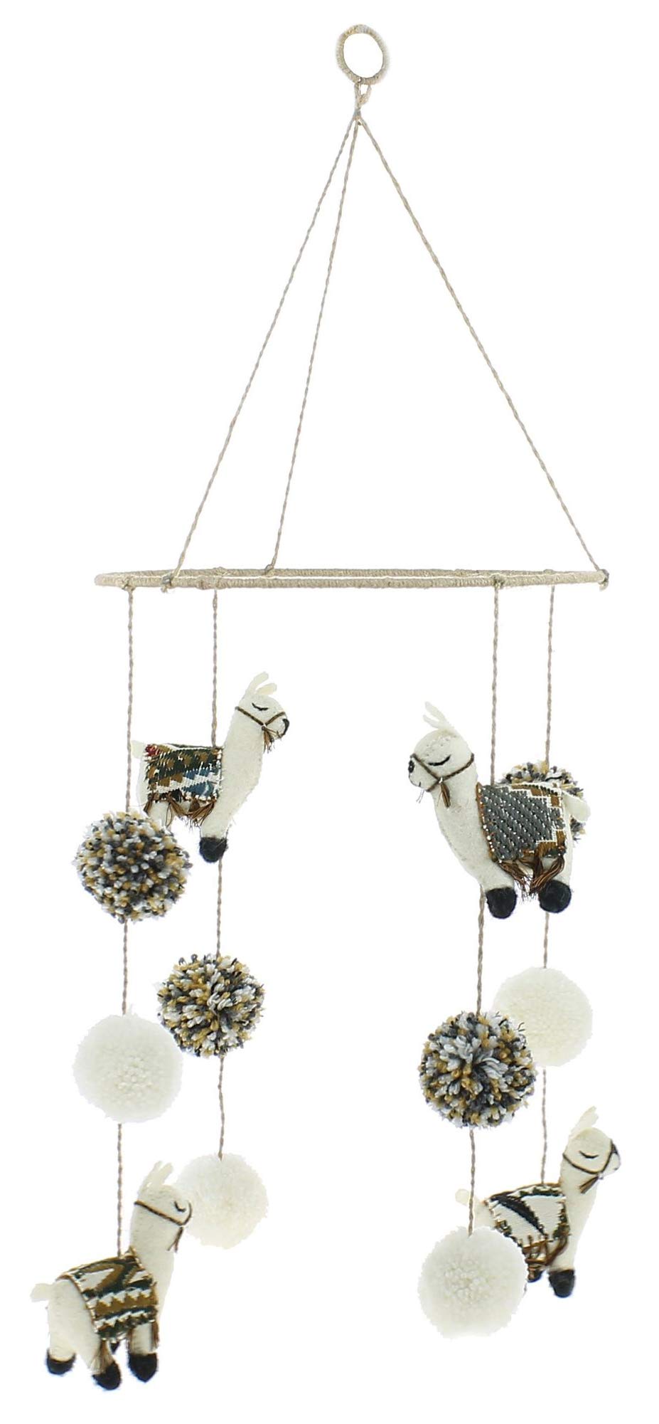 Ebros Fiona Walker England Handmade Pretty Llama Organic Nursery Mobile - Baby Room Decor & Crib Hanging Toy - Perfect for Newborn Gifts & Nursery Themed Decorations