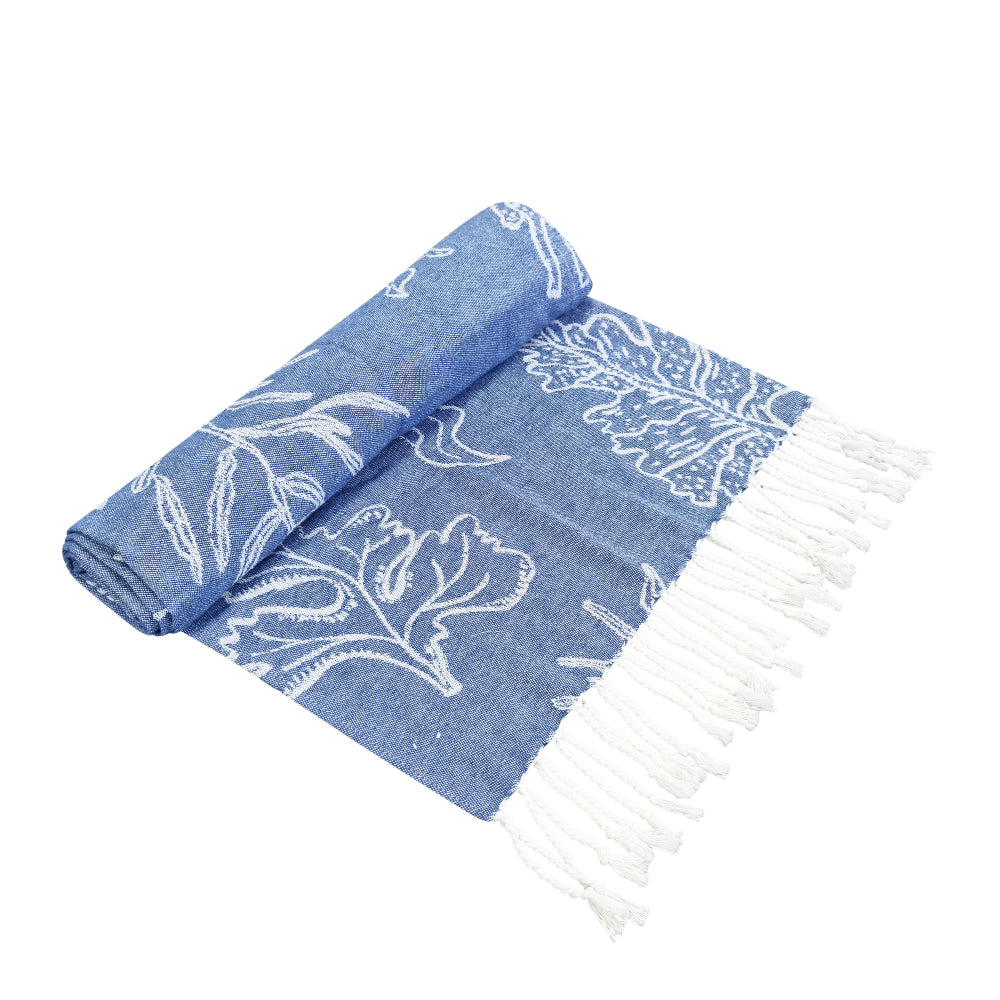 Premium Coral Turkish Towel 90x180cm (35x71 inches) - Soft & Absorbent Dusty Blue & White Striped Beach Towel - Perfect for Pool, Beach, Yoga & Spa Use