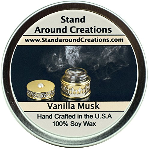 Premium 100% Natural Soy Wax Aromatherapy Candle - 6oz Vanilla Musk Scented Candle in Tin, Creamy French Vanilla & White Musk Blend, Strong Long-Lasting Fragrance for Relaxation, Meditation & Home Decor