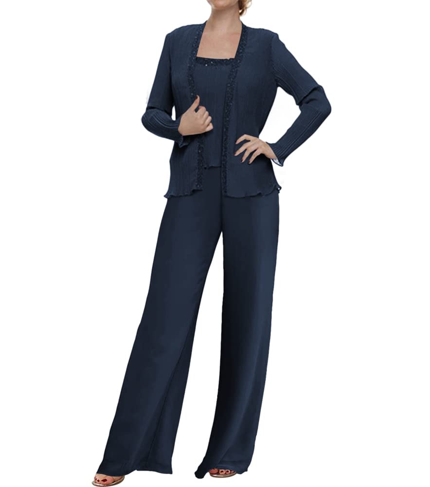 3 Piece Mother of The Bride Dress Pant Suits - Elegant Chiffon Beaded Evening Formal Wear for Wedding Guest & Groom Women | Perfect for Weddings, Receptions & Special Occasions