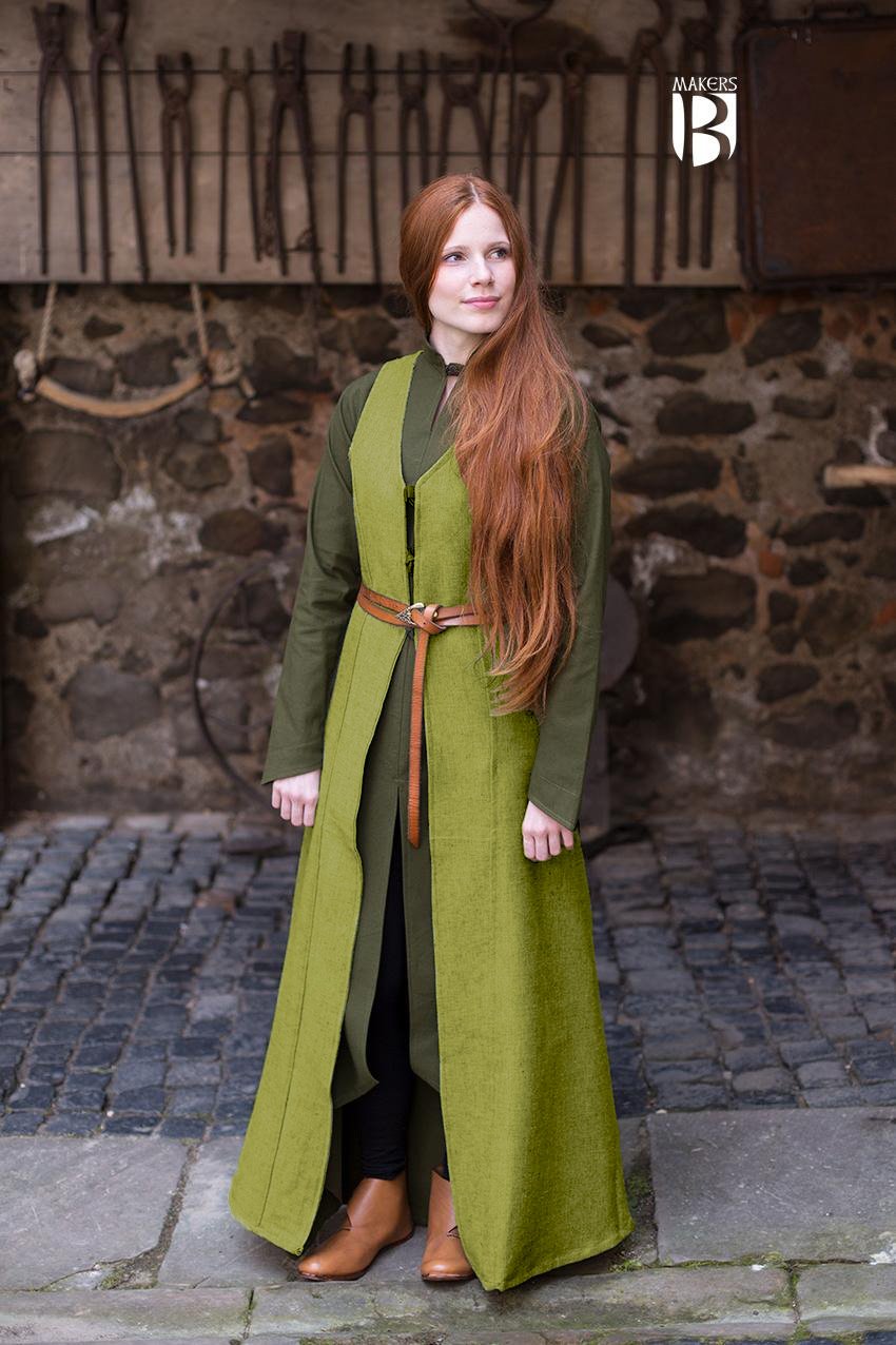 Maiva Women's Sleeveless Trench Coat in Linden Green - Lightweight Open Front Vest for Spring & Fall Layering