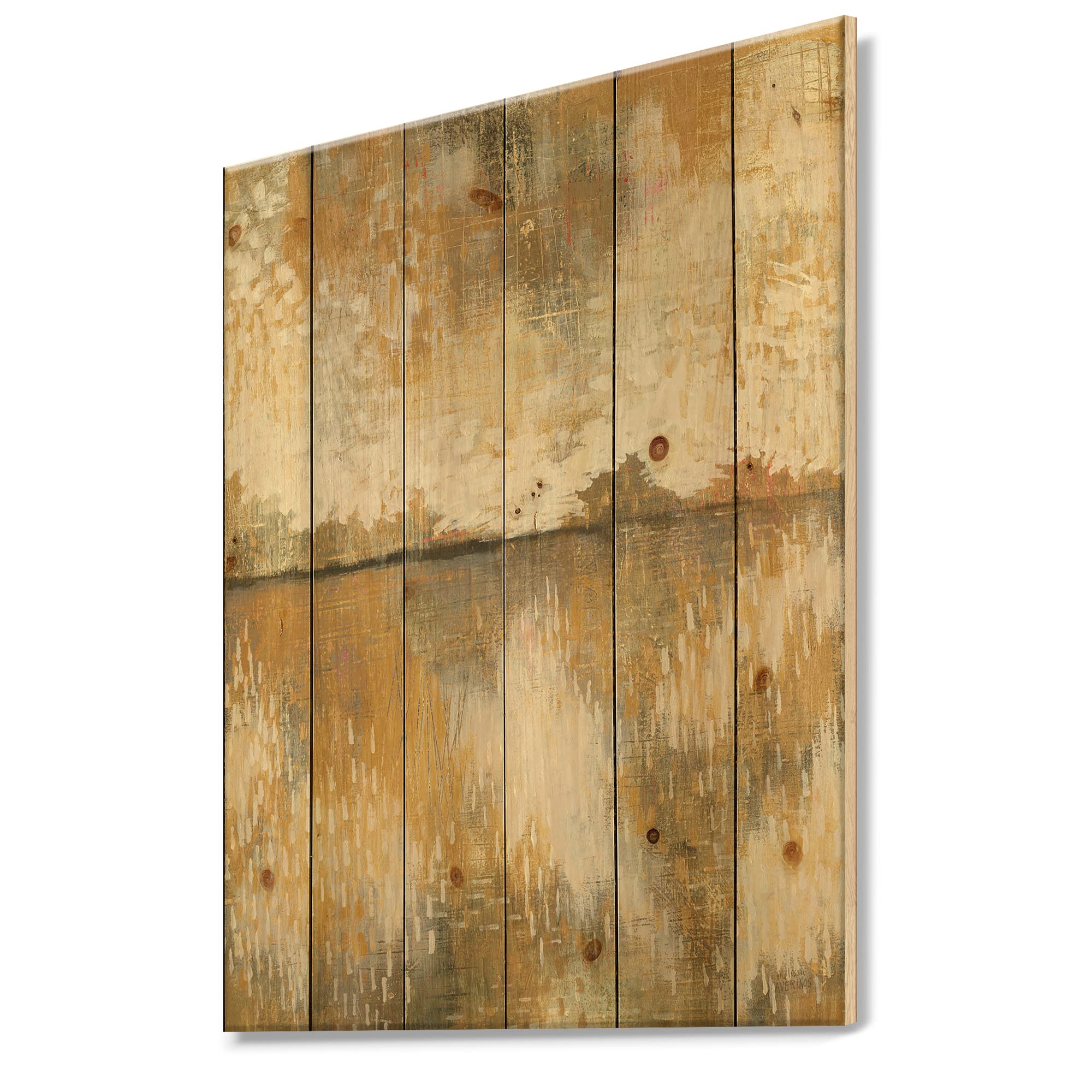 DesignQ Modern Abstract Wood Wall Art - Cream & Brown Curious Sky Contemporary Wood Wall Decor, Large Pine Wood Wall Panels for Living Room, Bedroom & Office Décor