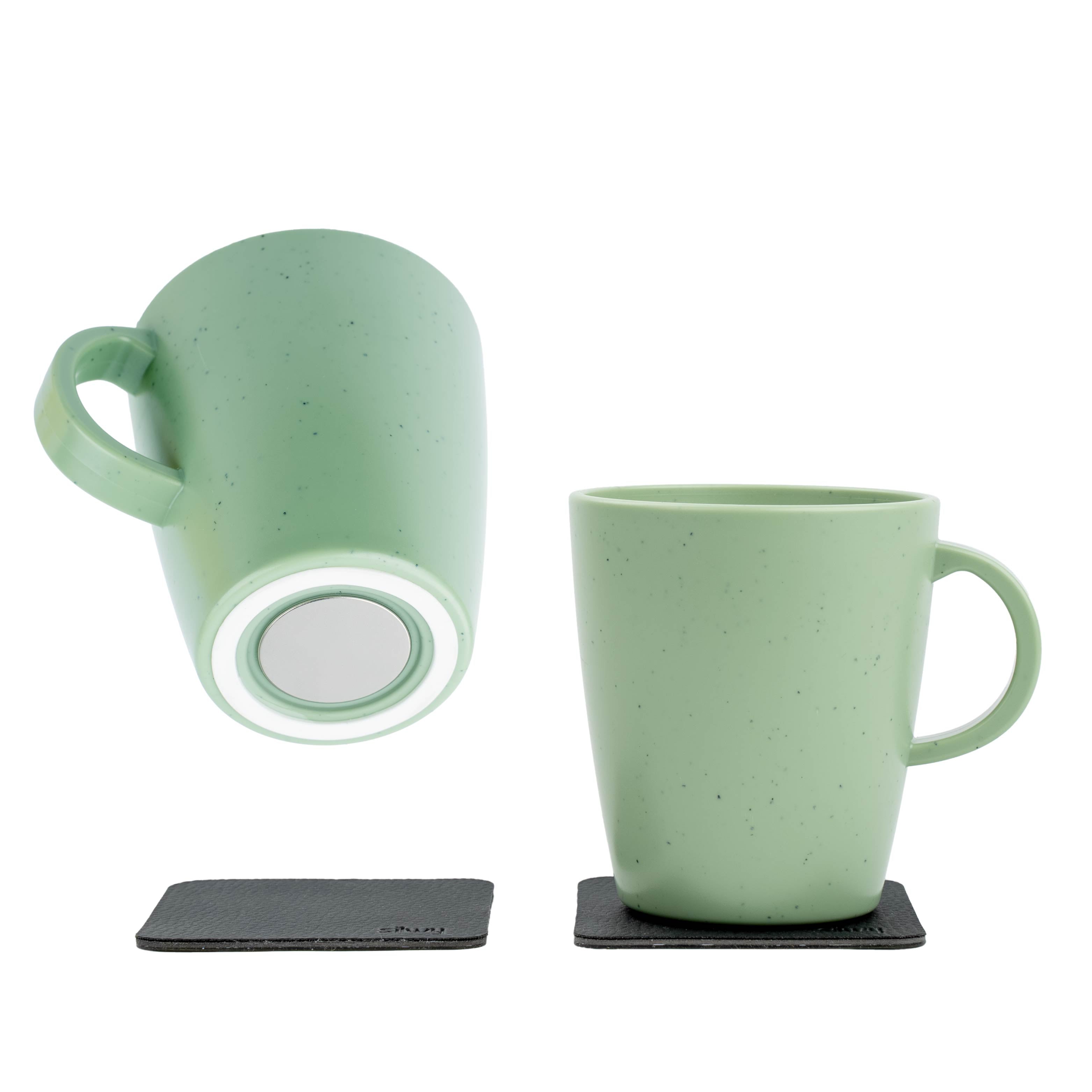 Durable Plastic Cups with Magnet Base - Dolomite Green Color for Home, Office, and Outdoor Use