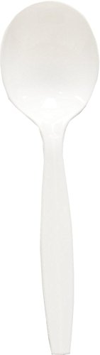 Solo MUWS-0007 Medium Weight PP White Soup Spoons - Bulk Pack of 1000 | Durable Disposable Cutlery for Restaurants, Catering, Parties & Food Service