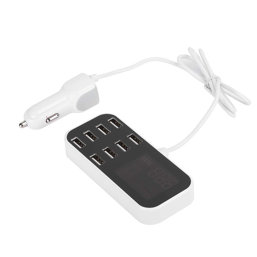 8-Port USB Car Charger Adapter - Fast Multi-Device Charging Station for iPhone, Android Smartphones & Tablets - Perfect for Road Trips & Family Travel
