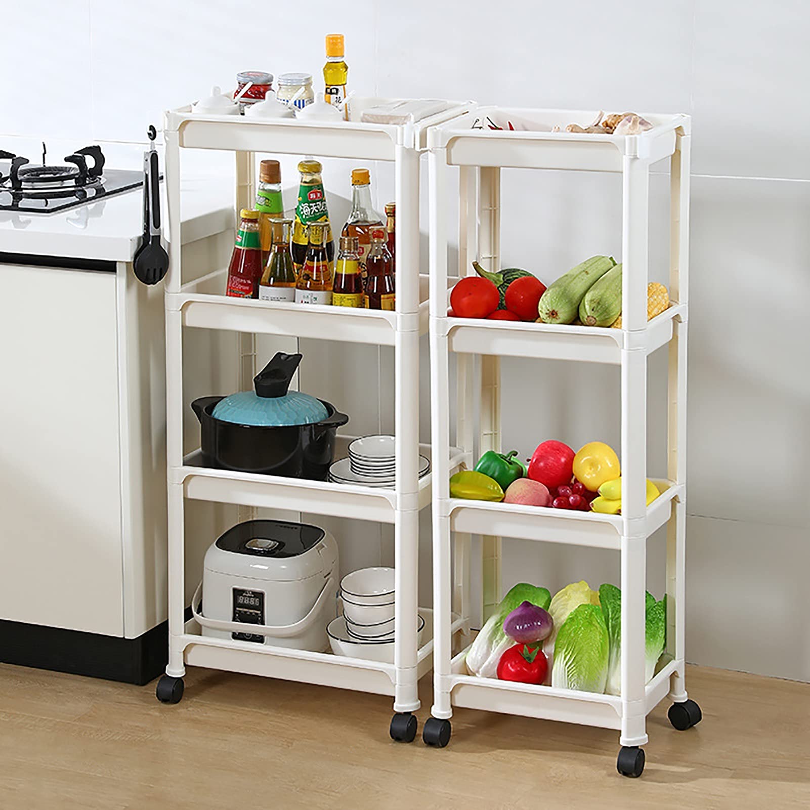4-Tier Slim Rolling Organizer Cart with Wheels - Space-Saving Storage Solution for Bathroom, Laundry, Kitchen & Pantry | Perfect for Small Spaces, Narrow Corners & Closet Organization