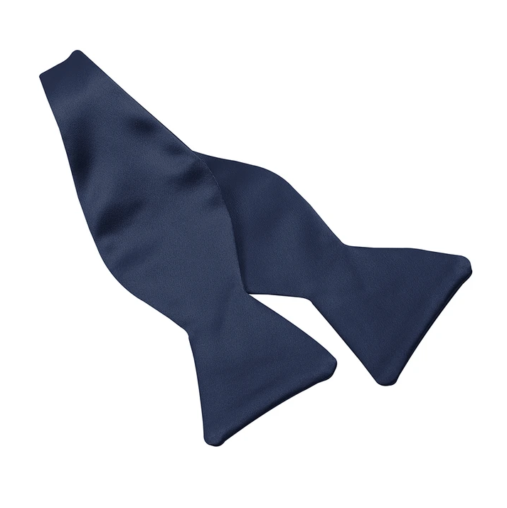 Elegant Navy Blue Silk Satin Bow Tie for Men - Perfect for Weddings, Prom, Formal Events & Special Occasions