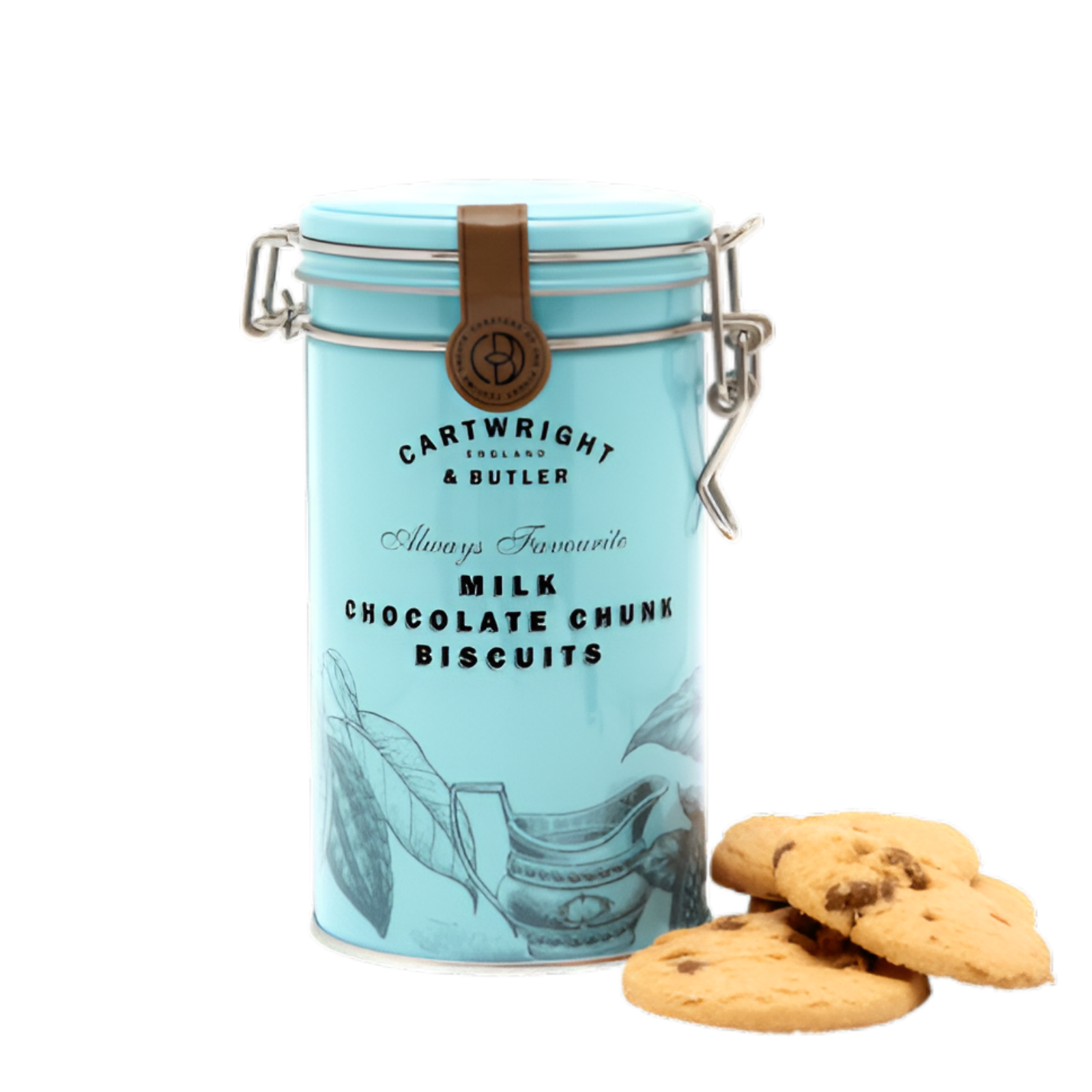 Cartwright & Butler Milk Chocolate Chunk Biscuits 200g - Buttery Cookies with Smooth Milk Chocolate Chunks - Gourmet British Treat in Decorative Tin - Perfect for Tea Time, Gifts & Holiday Snacking