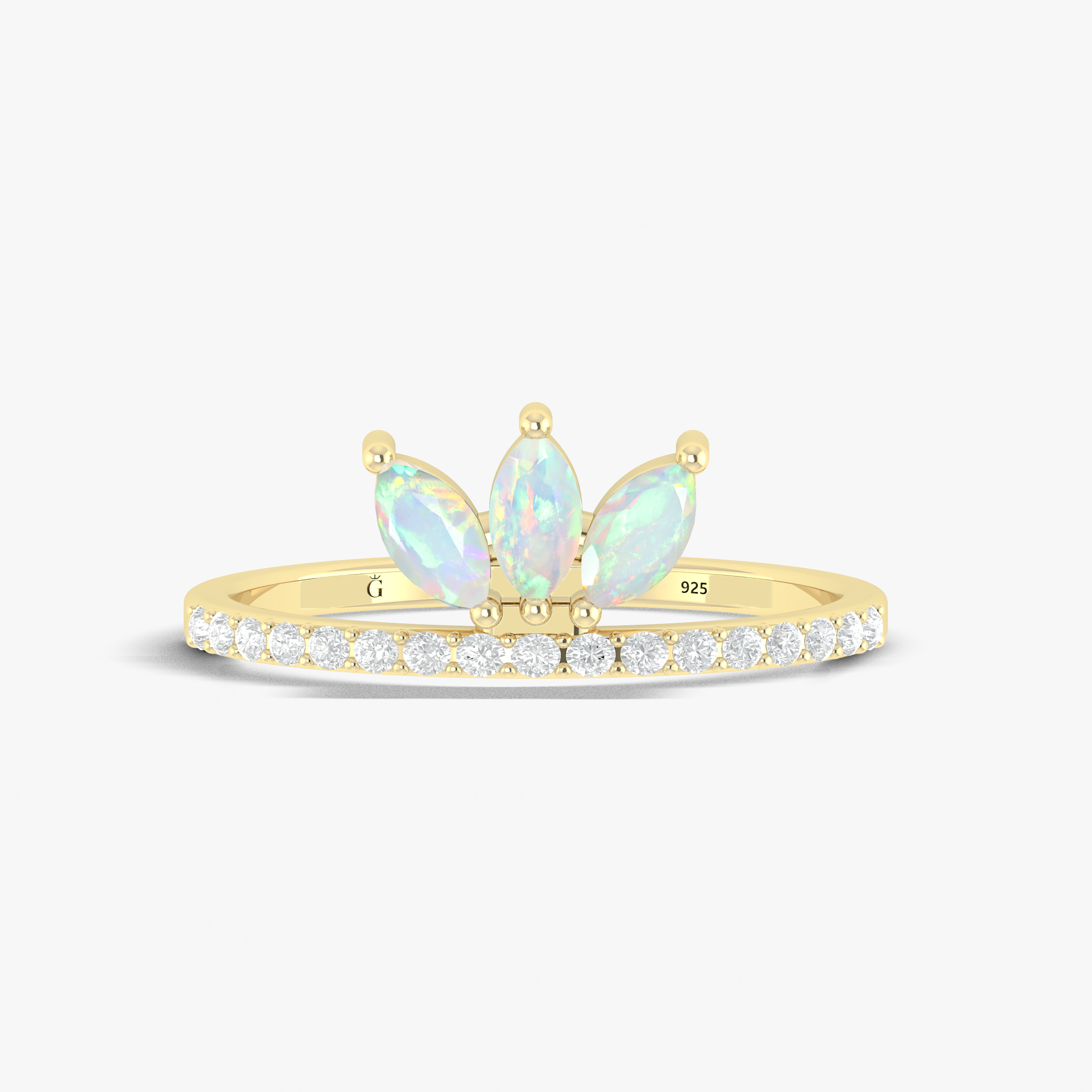 Exquisite 3 Marquise White Natural Fire Opal Ring for Women | Genuine Opal Jewelry | Elegant Wedding, Engagement & Evening Wear Accessory