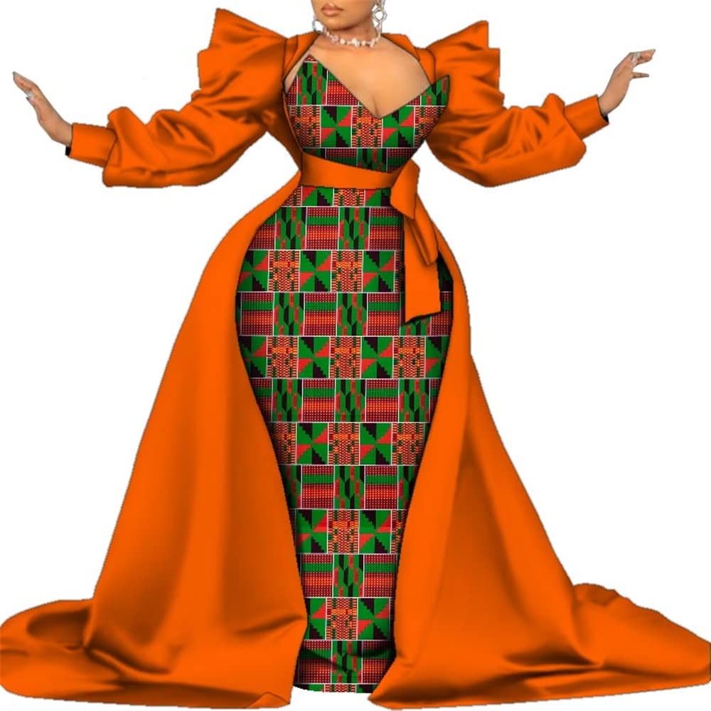 African Print Dresses for Women - Mermaid Pencil Skirt Two Piece Set with Ankara Kente Fabric - Elegant Evening Wear for Parties, Weddings & Special Occasions
