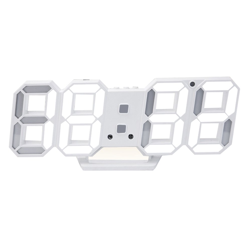 NCElec LED Digital Alarm Clock with USB Charging Port - Large 3D Display, Adjustable Volume for Kids, Teens & Adults - Perfect for Bedroom, Office, Kitchen & Living Room Decor (White) - Ideal for Home, Dorm, Travel & Gift Giving