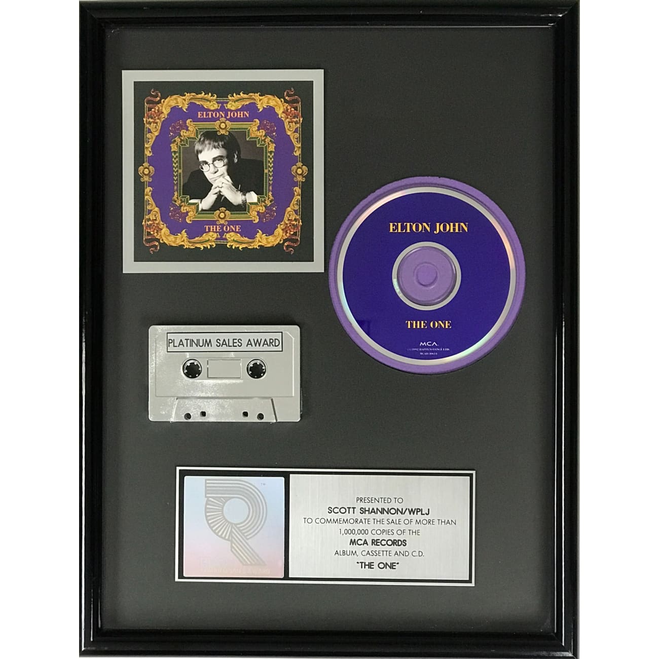 Elton John The One RIAA Platinum Album Award - Certified Music Collectible for Fans & Memorabilia Enthusiasts | Perfect for Display in Home, Office, or Music Room