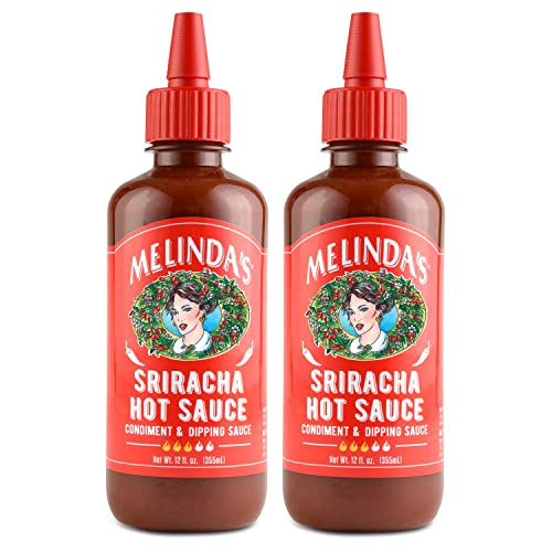 Melinda's Sriracha Hot Sauce - 12oz Bottle (Pack of 2) | Spicy Chili Garlic Sauce for Cooking, Dipping & Marinades | Perfect for Asian Cuisine, Wings & Burgers